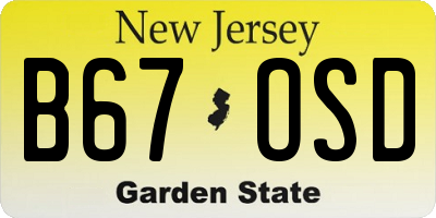NJ license plate B67OSD