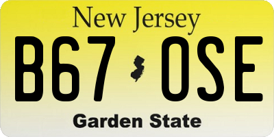 NJ license plate B67OSE