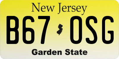 NJ license plate B67OSG