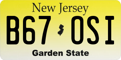 NJ license plate B67OSI