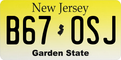 NJ license plate B67OSJ