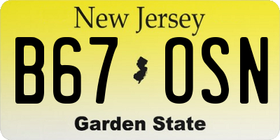 NJ license plate B67OSN