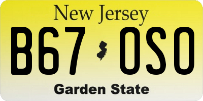 NJ license plate B67OSO