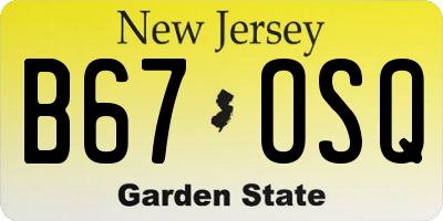 NJ license plate B67OSQ