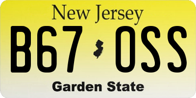 NJ license plate B67OSS