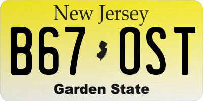 NJ license plate B67OST
