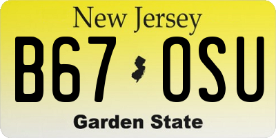 NJ license plate B67OSU