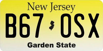 NJ license plate B67OSX