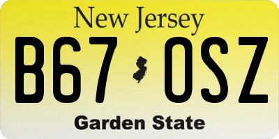 NJ license plate B67OSZ