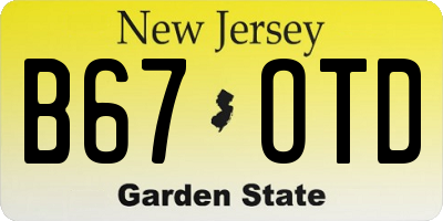 NJ license plate B67OTD