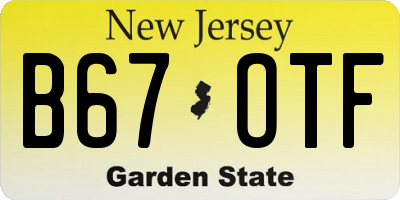 NJ license plate B67OTF