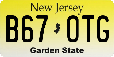 NJ license plate B67OTG