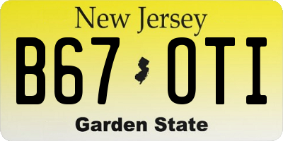 NJ license plate B67OTI