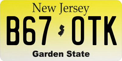 NJ license plate B67OTK
