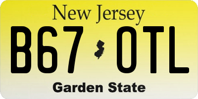 NJ license plate B67OTL