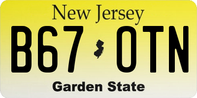 NJ license plate B67OTN