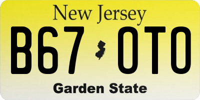 NJ license plate B67OTO