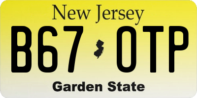 NJ license plate B67OTP