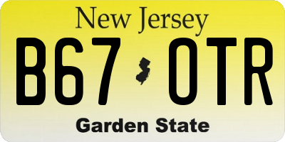NJ license plate B67OTR
