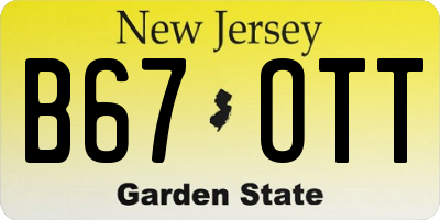 NJ license plate B67OTT