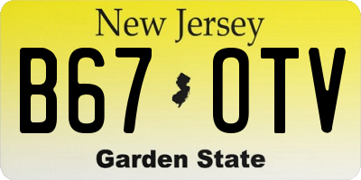 NJ license plate B67OTV