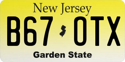 NJ license plate B67OTX