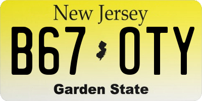 NJ license plate B67OTY