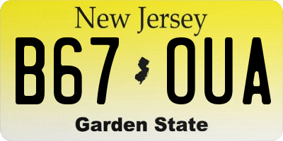 NJ license plate B67OUA