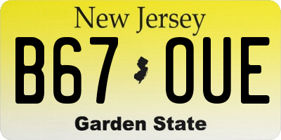 NJ license plate B67OUE