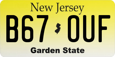 NJ license plate B67OUF