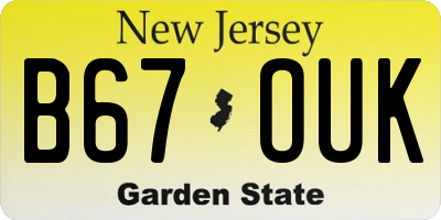 NJ license plate B67OUK