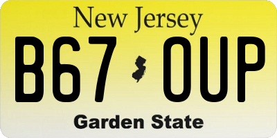 NJ license plate B67OUP
