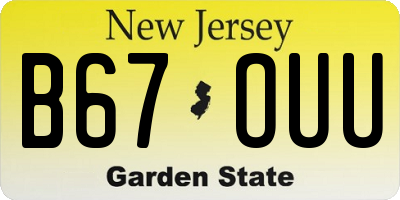 NJ license plate B67OUU