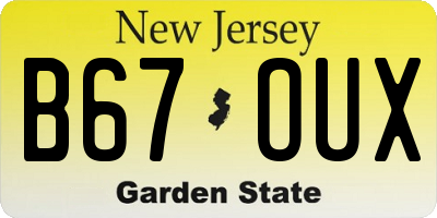 NJ license plate B67OUX
