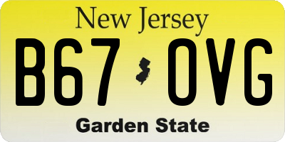 NJ license plate B67OVG