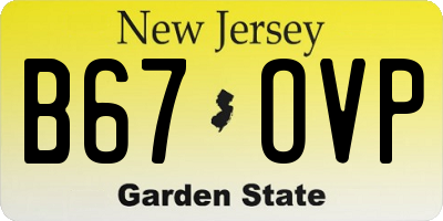NJ license plate B67OVP