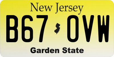 NJ license plate B67OVW