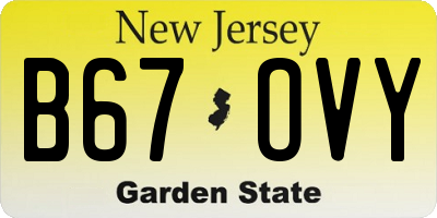 NJ license plate B67OVY