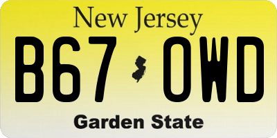 NJ license plate B67OWD