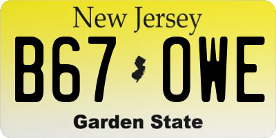 NJ license plate B67OWE