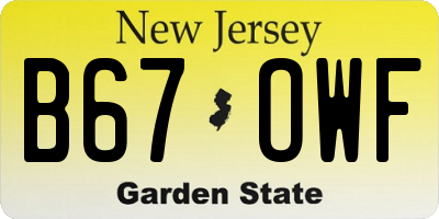 NJ license plate B67OWF