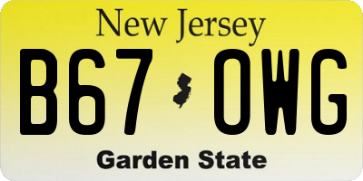 NJ license plate B67OWG