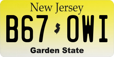 NJ license plate B67OWI