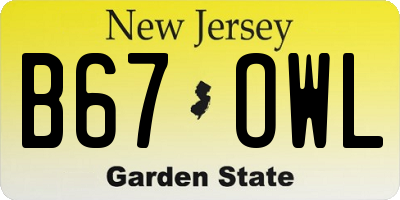 NJ license plate B67OWL