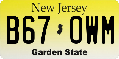 NJ license plate B67OWM