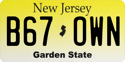 NJ license plate B67OWN