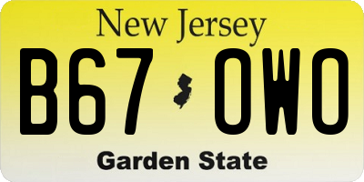 NJ license plate B67OWO