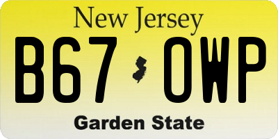 NJ license plate B67OWP
