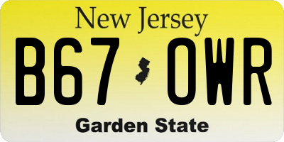 NJ license plate B67OWR