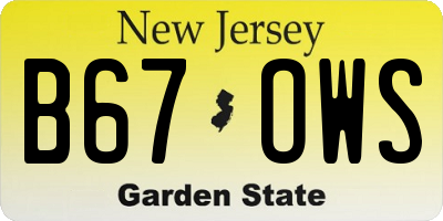 NJ license plate B67OWS